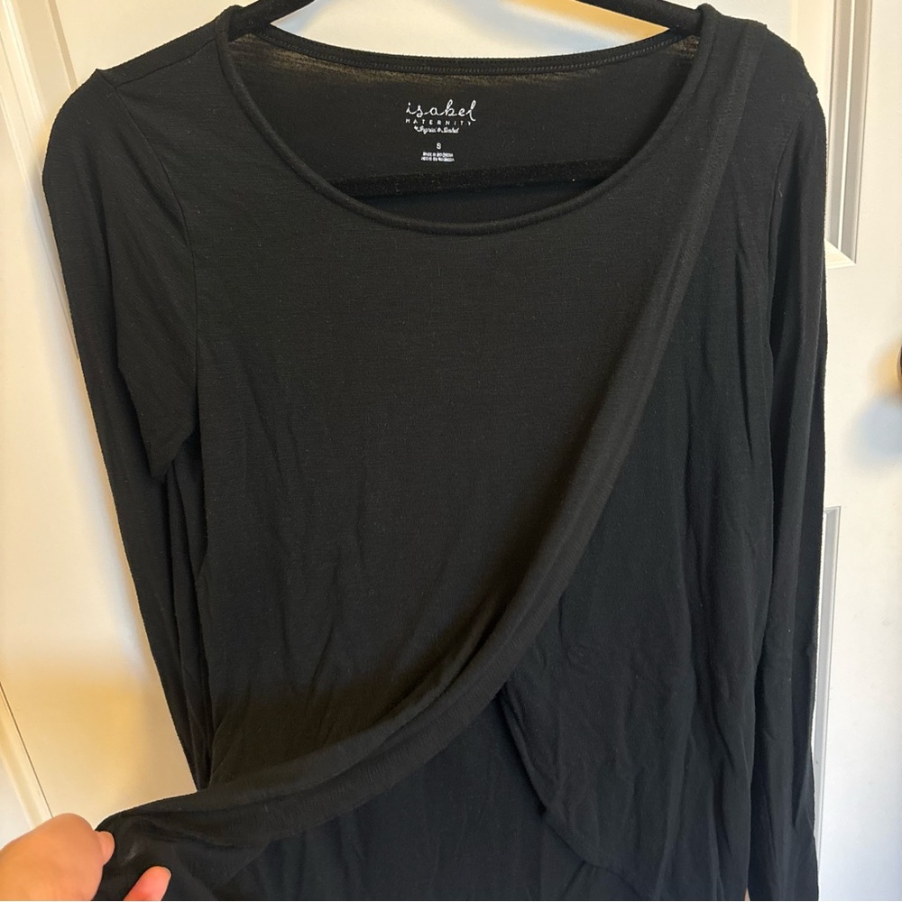 Isabel Maternity Black Longsleeve Nursing Top - Size S